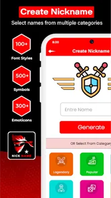 Gamer Nickname Generator android App screenshot 0